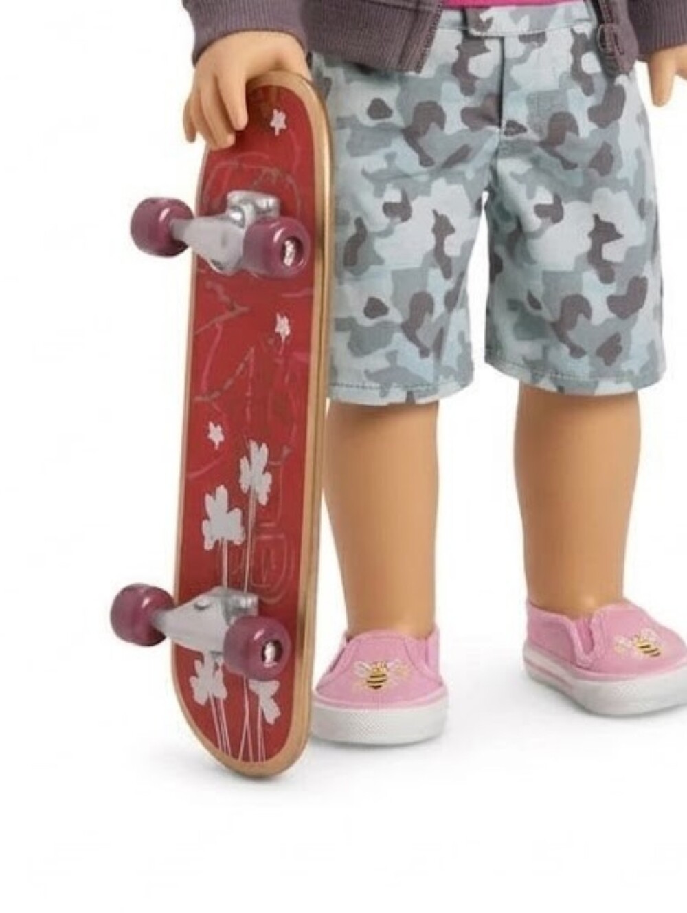 2008 8" American Girl Doll SkateBoard Red Floral